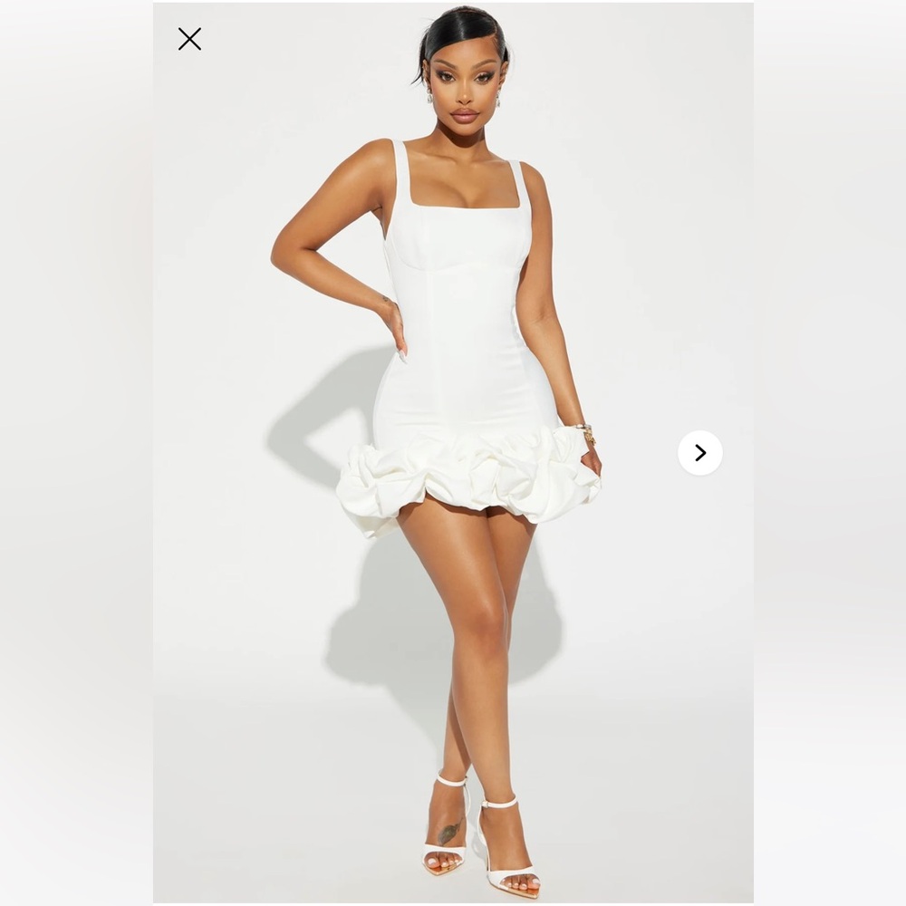 Fashion Nova White Ruffle Hem Mini dress